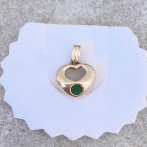 NEW AUTHENTIC 14K Gold and Emerald Pendant Heart - Picture 3 of 7